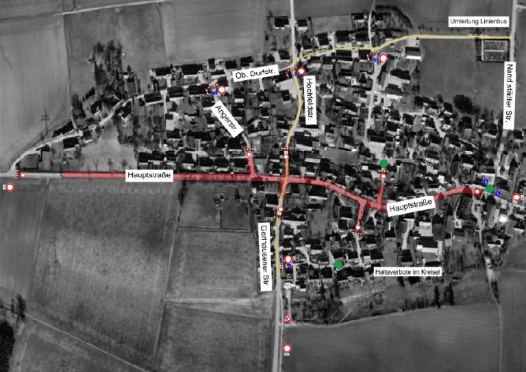 Straßenumleitung Oberappersdorf